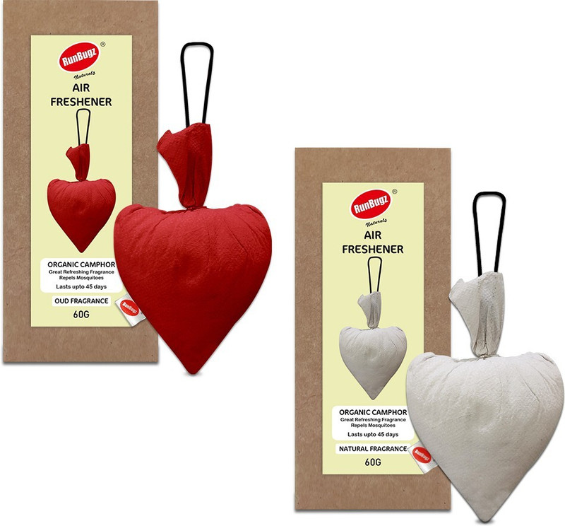 RunBugz Camphor Heart Air Freshener With Fragrance Oud and Natural Car Air Purifier(Multicolor)