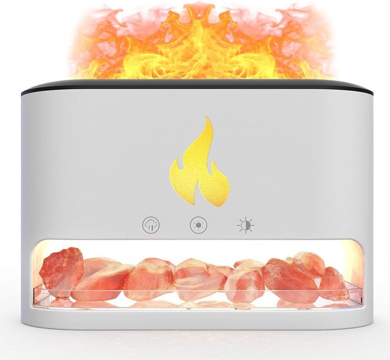 Dhyanut Humidifier 7 Flame Colors, Essential Oil Aroma Therapy Diffuser with Night Light Portable Room Air Purifier(white)