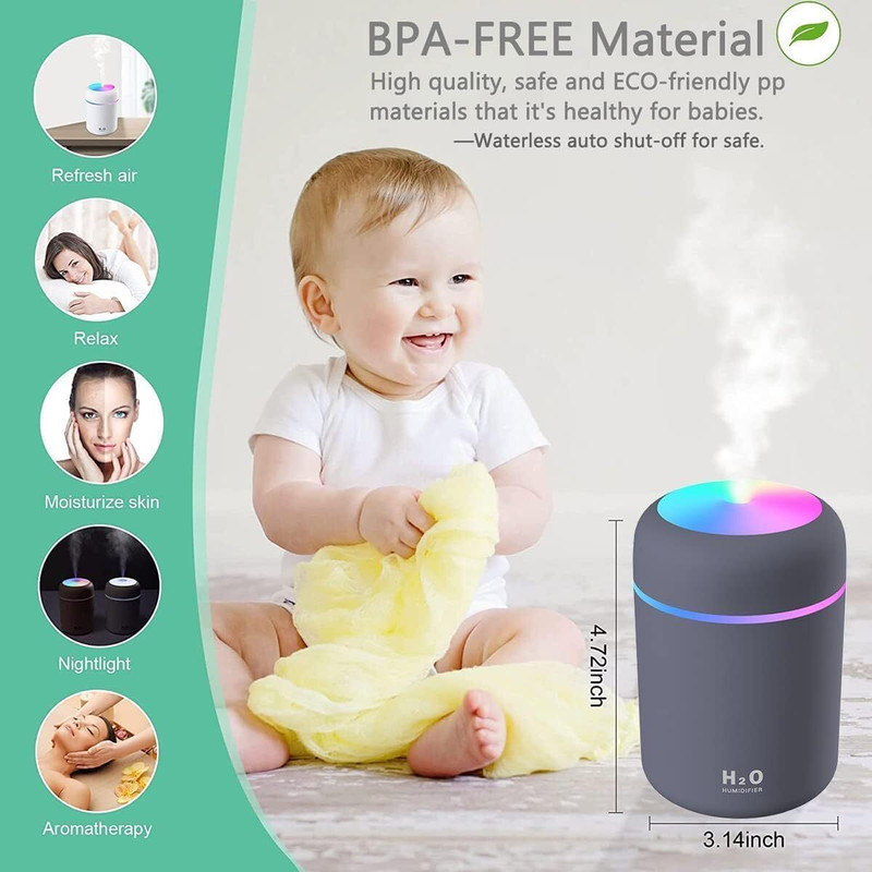 4uonly Room H2O Humidifier, LED Colour Lights, Dual Spray Modes XDC22 Humidifier