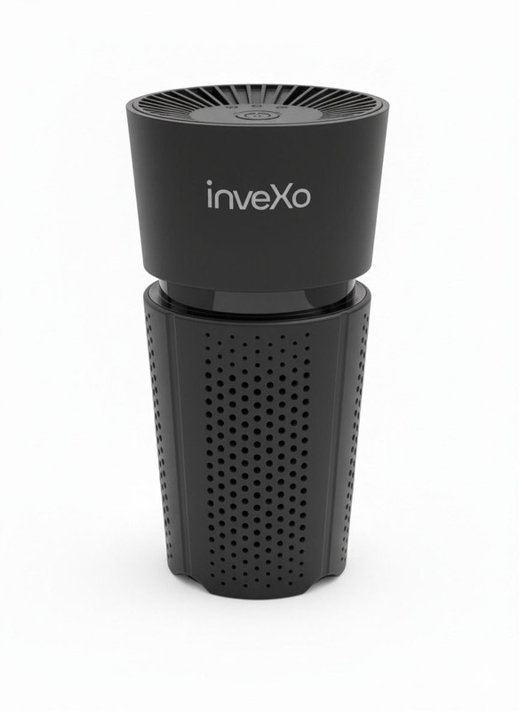 inveXo AiroPure Portable Car Air Purifier | H13 HEPA + Activated Carbon | Plasma-Ion Portable Car Air Purifier(Black)