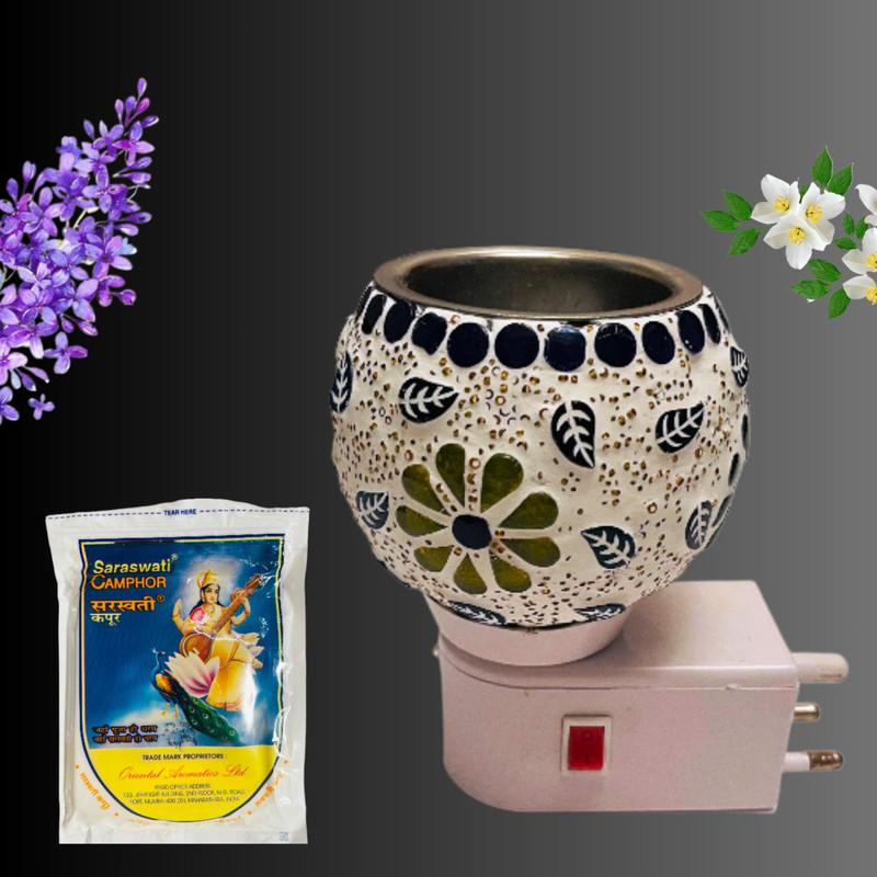 BERG Electric Diffuser Kapoor Dani with On/Off Switch & Night Lamp (Model Om-Ganesh) Portable Room Air Purifier(gold)