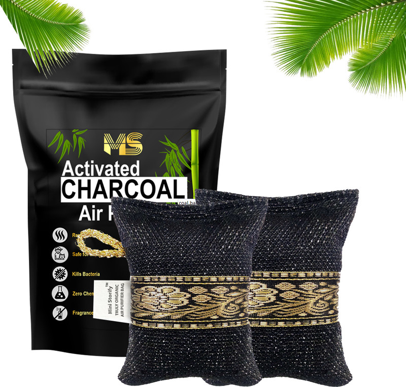 Mini Storify Bamboo Activated Charcoal Bag 75g (Pack of 2) Air Purifying Bag, Used Shoe Portable Car Air Purifier(Black)