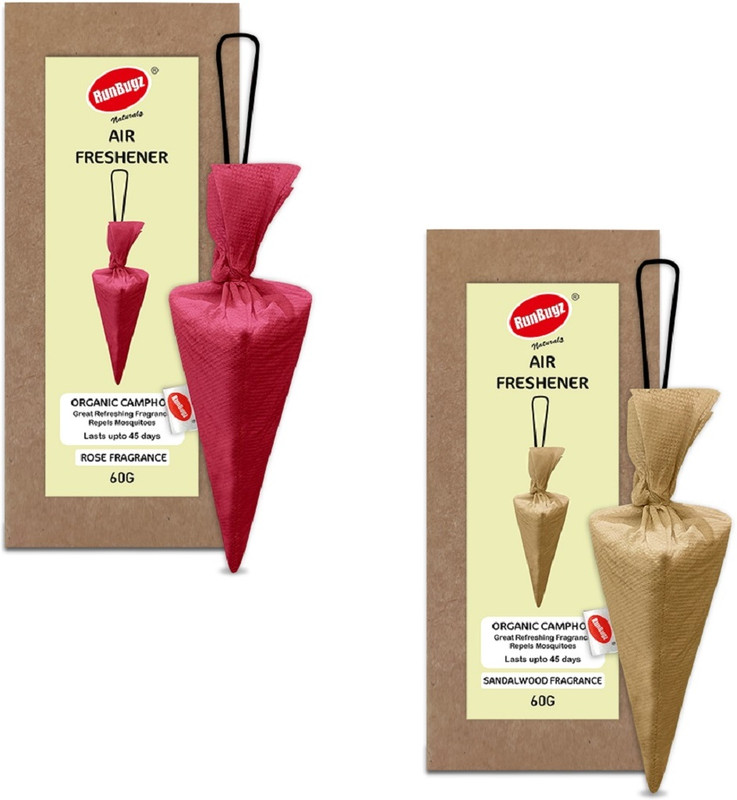 RunBugz Camphor Tricone Air Freshener With Sandalwood & Rose Fragrance Car Air Purifier(Multicolor)