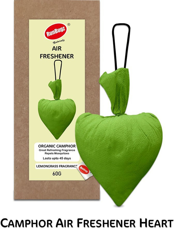 RunBugz Camphor Heart With Lemongrass Fragrance Air Freshener Car Air Purifier(Green)
