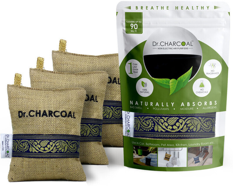 Dr. CHARCOAL Car Air Purifier Bag to remove Bad Smell & Moisture (Classic Khaki, 200g x 3) Portable Car Air Purifier(Beige)