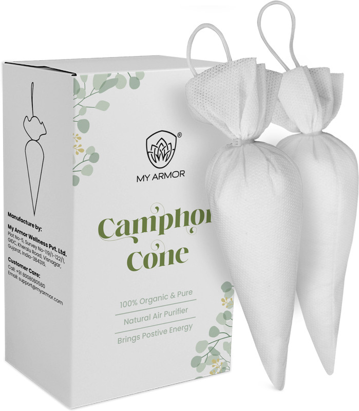 MY ARMOR Pure Camphor Cone for Room, Car and Air Freshener + Mosquito Repellant Portable Car Air Purifier(White)