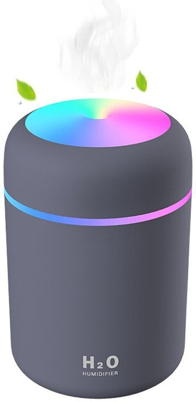 PALAY 300mL Mini Silent Humidifier for Household Car Humidifier with Atmosphere Light Portable Room Air Purifier(grey)