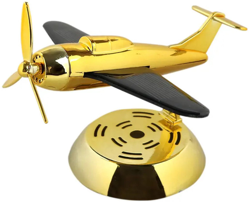 Augen Solar Aeroplane M15 Gold Rotating Car Air Freshener – Eco-Friendly Diffuser Car Air Purifier(Gold)