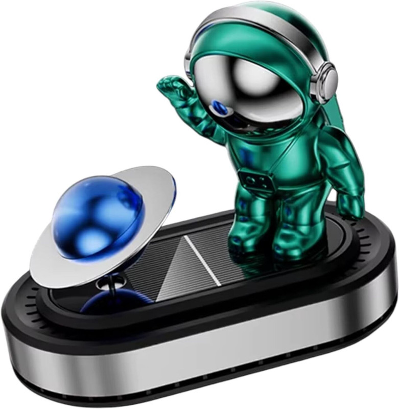 Augen Solar Astronaut Rotating Car Air Freshener Refillable Diffuser M24-Green Car Air Purifier(Black Green)