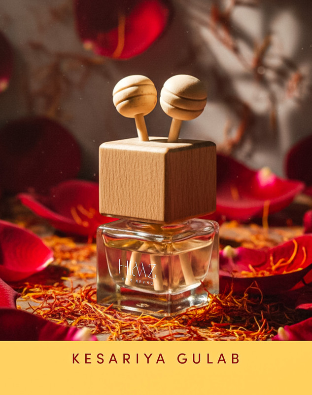 HimzOud Himz Oud Kesariya Gulab Car Perfume – Royal Rose Scent Portable Car Air Purifier(White)