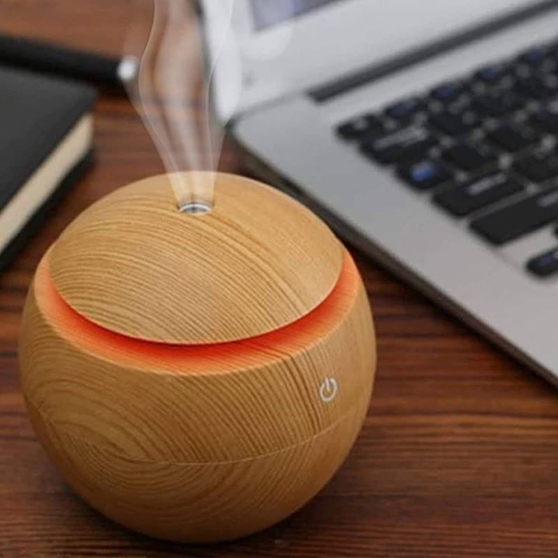 rich decor Round Electric & Portable Mini Humidifier, Oil Diffuser for Home & Office Portable Room Air Purifier(brown)
