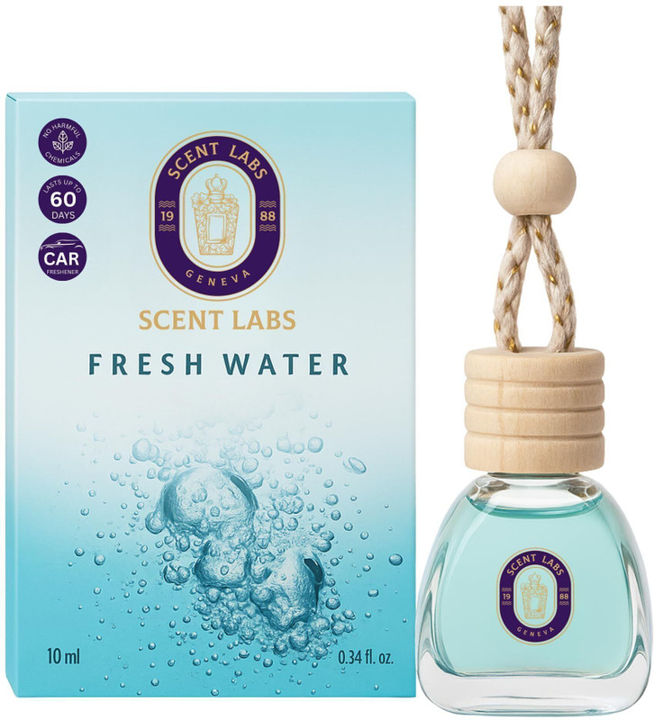 SCENT LABS Fresh Water” Car Freshener (10 ml / 0.34 fl oz). Portable Car Air Purifier(blue)