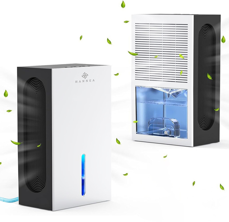 HANNEA Dehumidifier for Home Bedroom Bathroom 2.4L 500 sq ft Quiet with Auto Shut Off Portable Room Air Purifier(White)