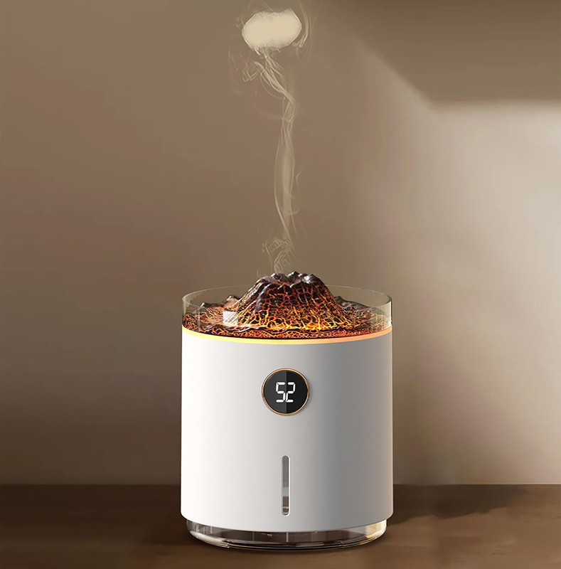 Dhyanut Aromatherapy Oil Diffusers Air Diffuser/Humidifier, 2Mist Flame and Volcano Portable Room Air Purifier(white)