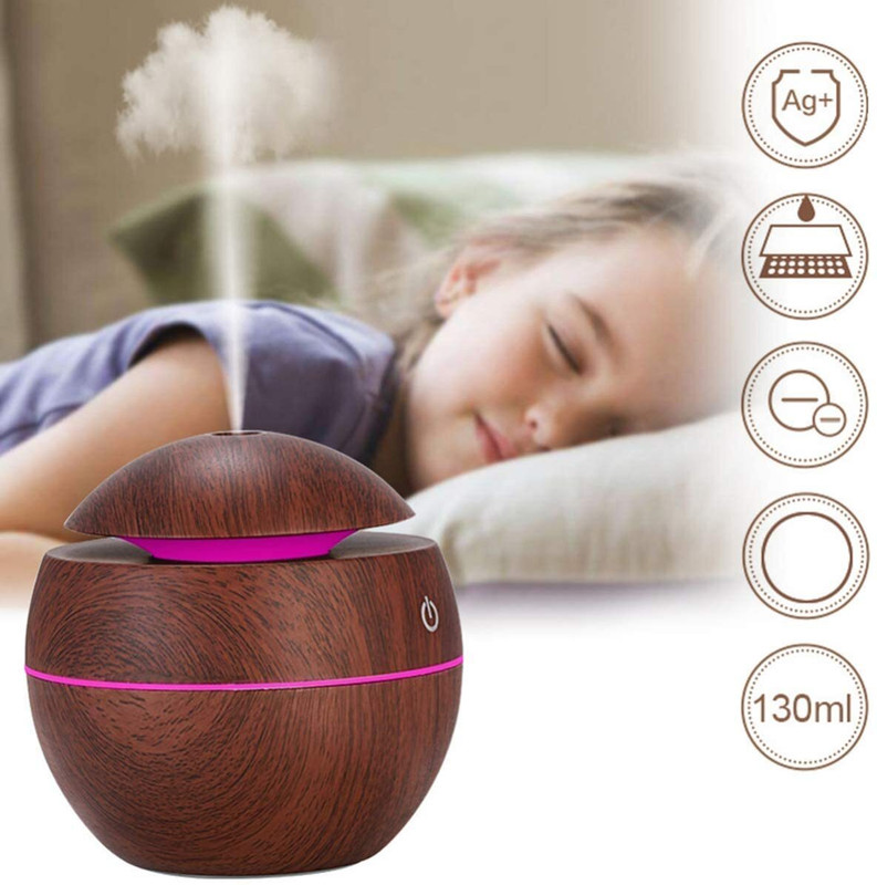 AuraWood Room Wooden Cool Mist Humidifiers Essential Oil Diffuser Air Humidifier with ColourU Humidifier