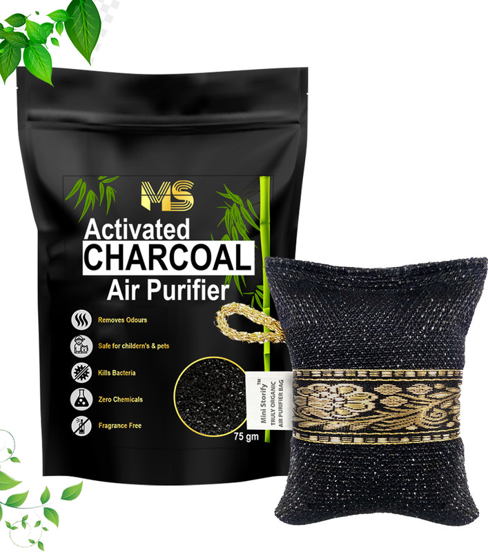 Mini Storify Charcoal Air Purifying Bags 75g for Car, Home, Closet, Shoe Portable Car Air Purifier(Black)