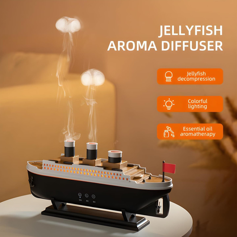 TECHEL Room Best Titanic Ship Smoke Ring Aroma Diffuser Desktop Volcano YWQ31 Humidifier