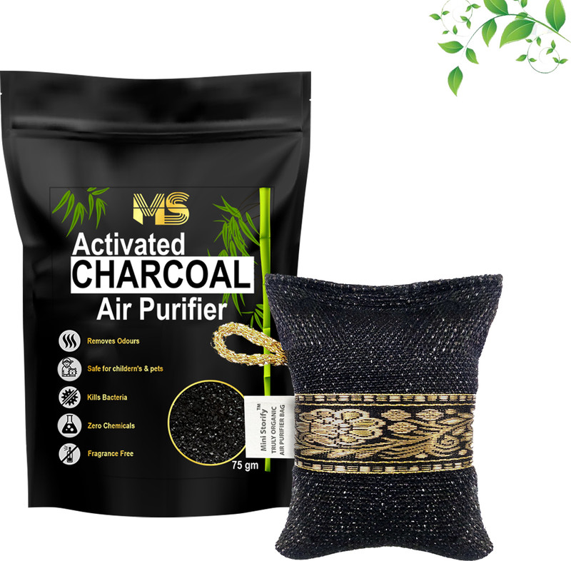 Mini Storify Bamboo Charcoal Air Purifying Bag 75g New House Smell Absorber, Moisture Portable Car Air Purifier(Black)
