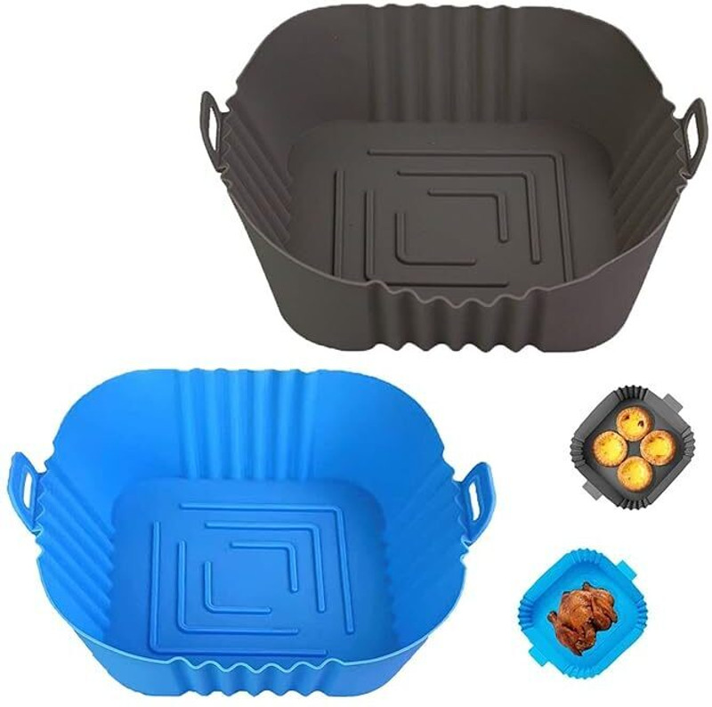 KEITSI Air Fryer Liners Reusable Square Air Fryer Accessories Silicone Airfryer Tray