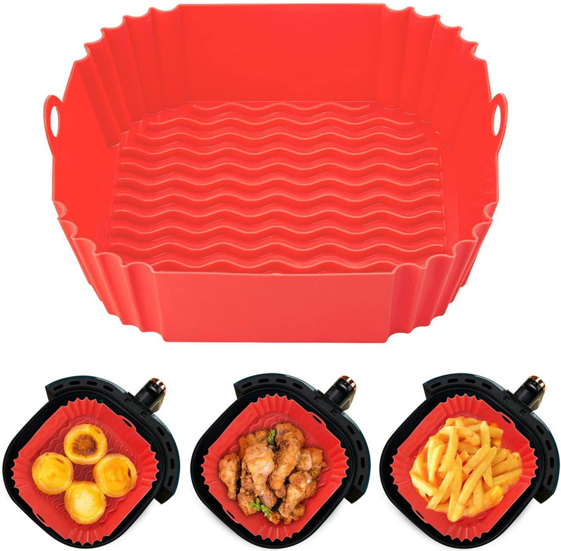 bzivar Air Fryer Liners Silicone Basket Baking Tray Baking Pan(Microwave Safe)