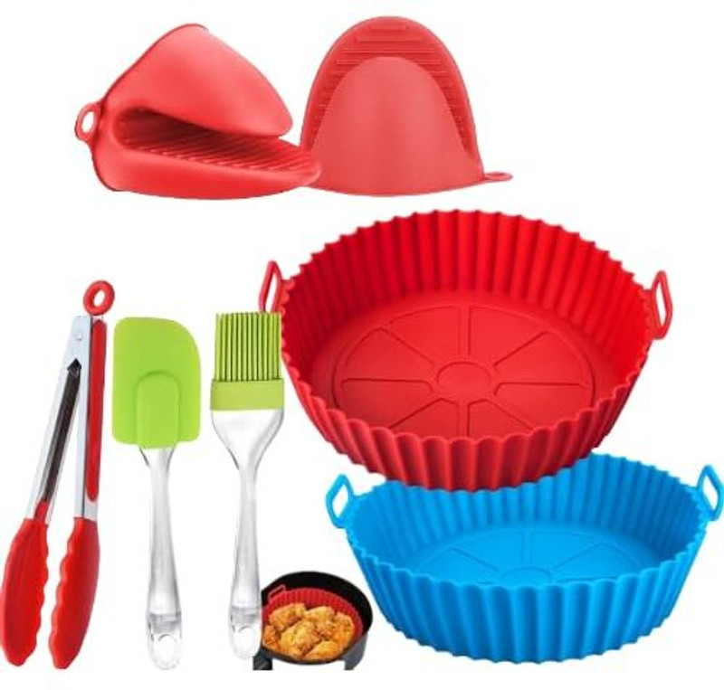 VALTUJA Air Fryer Liners I Round Silicone Basket Baking Tray 1PC (MULTI) Airfryer Tray Air Fryer(1 L)
