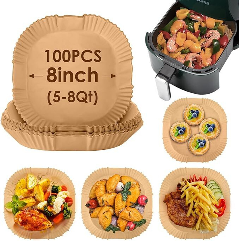 Seseno Pack Of 100 Silicone-Coated Baking Paper for Air Fryer Use Airfryer Tray