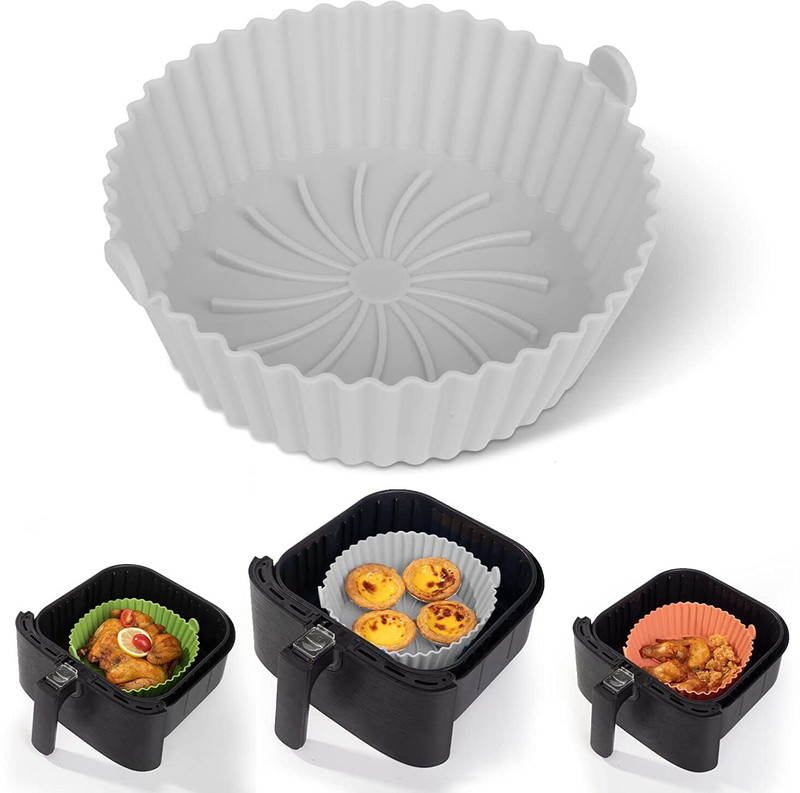 SCIVER 6.8 inch Non-Stick Silicone Air Fryer Reusable Silicone Pot Airfryer Tray