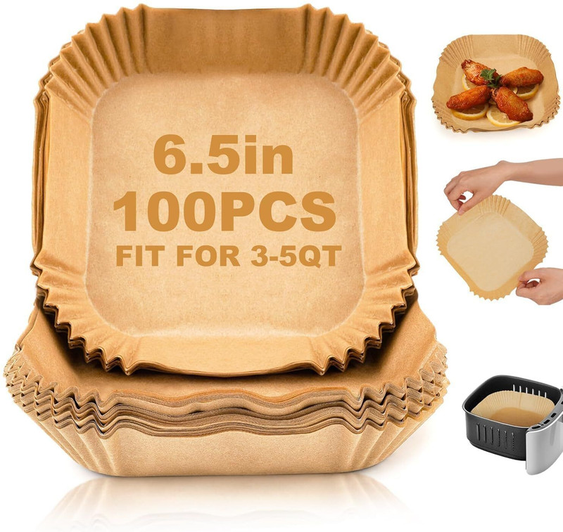 KESOL 100PCS Air Square Fryer-Paper Disposable Paper, Baking Paper & Oil-proof Airfryer Tray