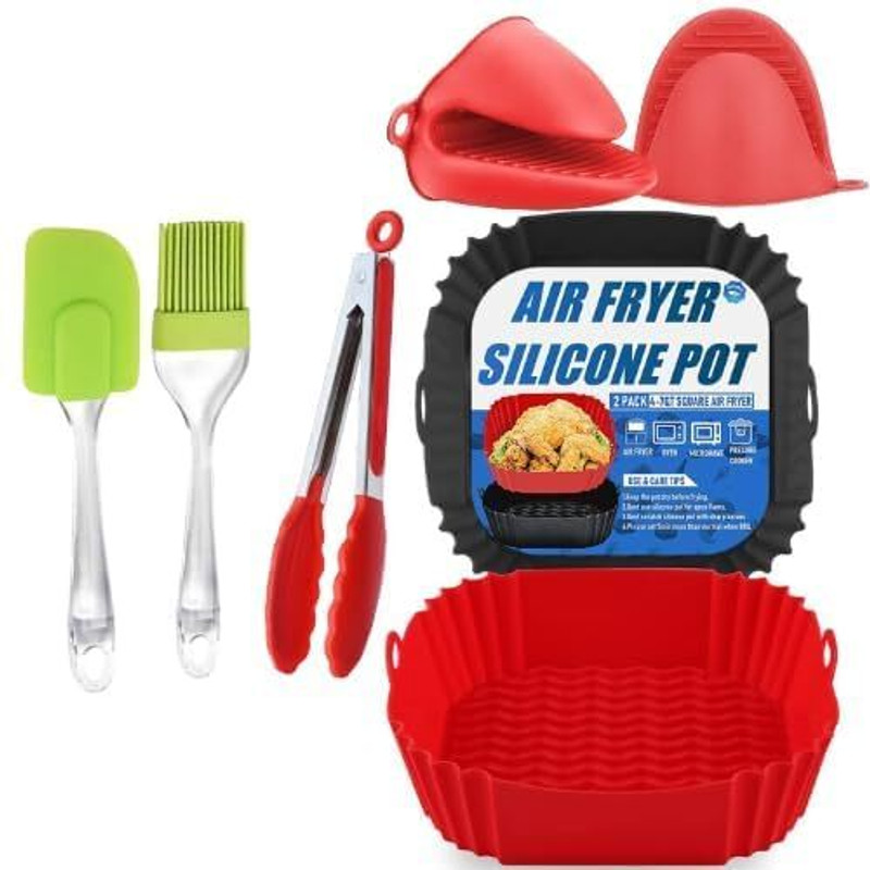 jaswanthstore Jaswanth 2Pcs Silicone Liners,Air Fryer Accessories Set with 8.5 Inch Toung. Airfryer Tray