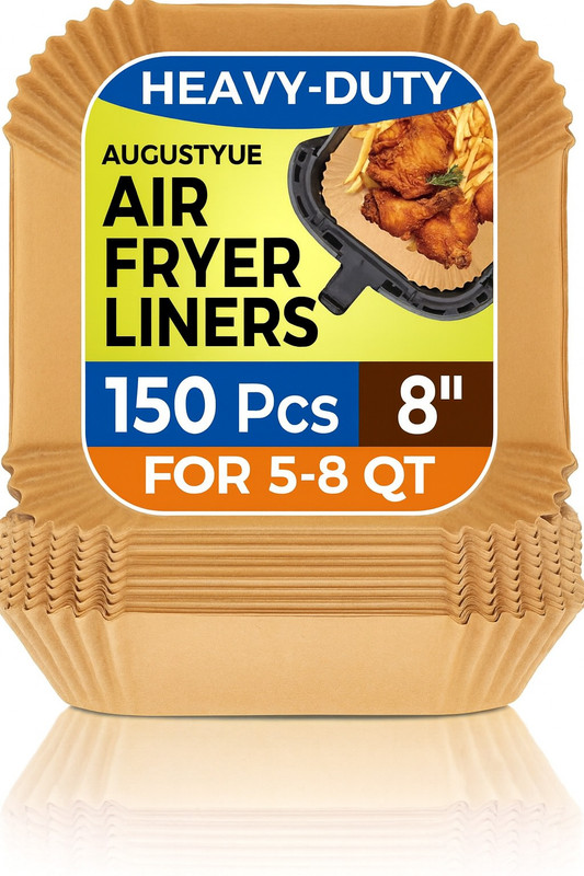 AUGUSTYUE 150 PCS Paper Sheets, Disposable Liner for Microwave (Square 8 INCH) Airfryer Tray