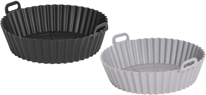 Cutting EDGE Essentials Silicone Air Fryer Liners – Round Nonstick Baking Basket Tray Set of 2(Red&Blue) Air Fryer(1.5 L)