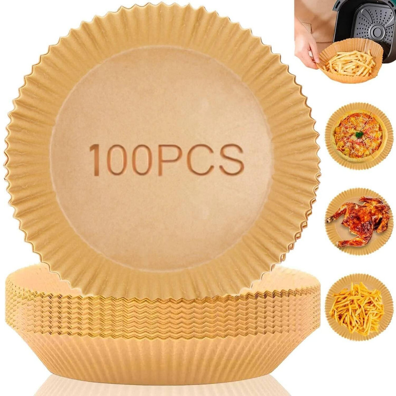 NIRMATSARAY Air Fryer Disposable Paper Liner,Parchment Paper for Air Fryer Baking(100PCS) Airfryer Tray