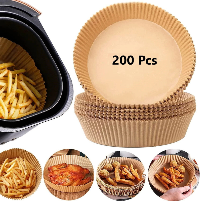 ZORIADA Fryer-Paper 100PCS Disposable Paper Liner, Non-stick, Baking Paper & Oil-proof Airfryer Tray