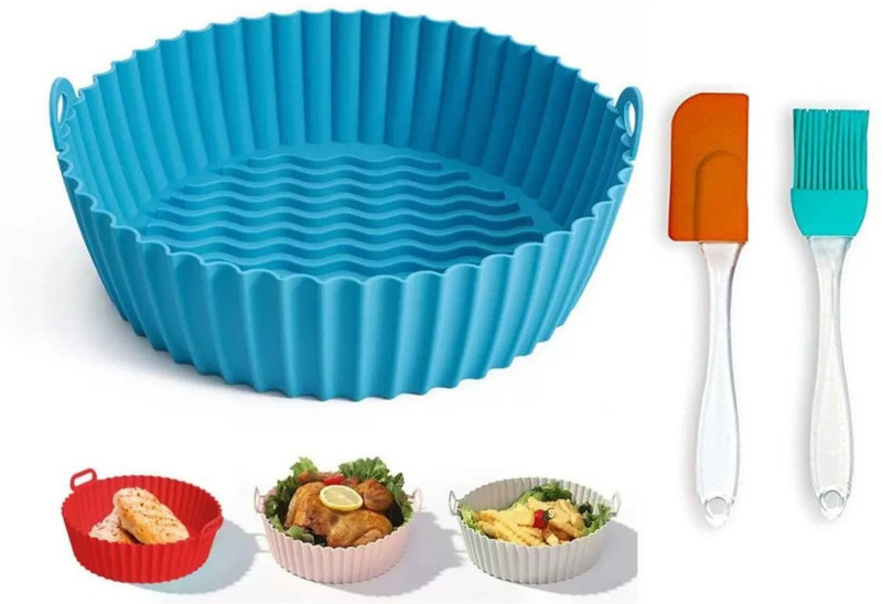 LIJIE Air Fryer Tray-Pink Food Safe Heating Baking Tray, With 1 Oil brush & 1 Spatula Airfryer Tray