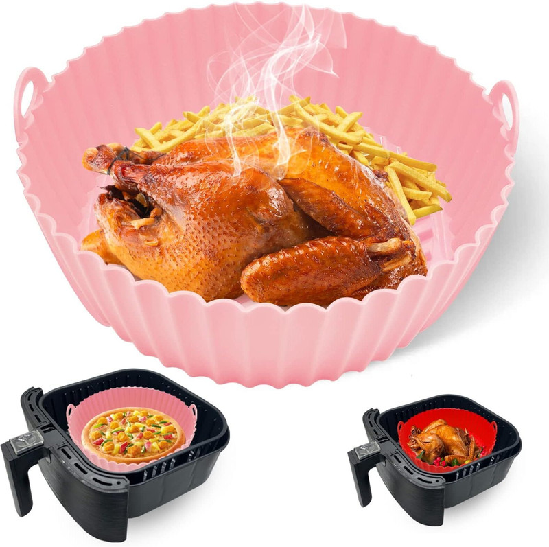 AnjaniputrA Washable Air Fryer Silicone Pot with Ear Handles, Air Fryer Silicone Baking Tray Airfryer Tray
