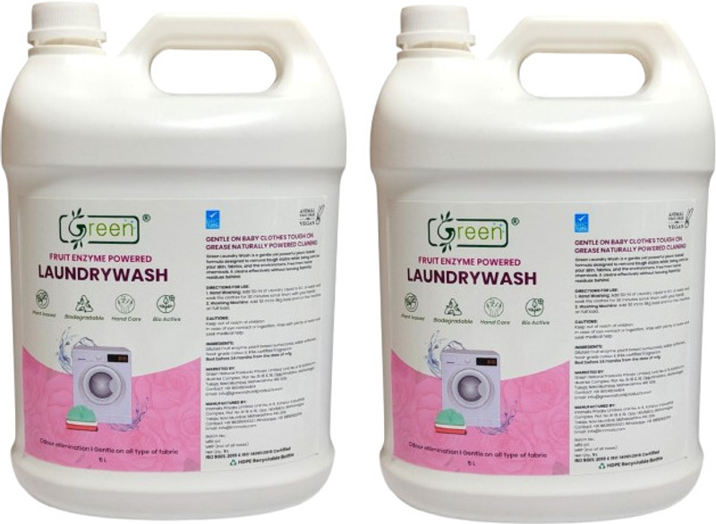 Green Laundry Wash Liquid | Advanced Cleaning Formula | Soft & Fresh Clothes(5 L)