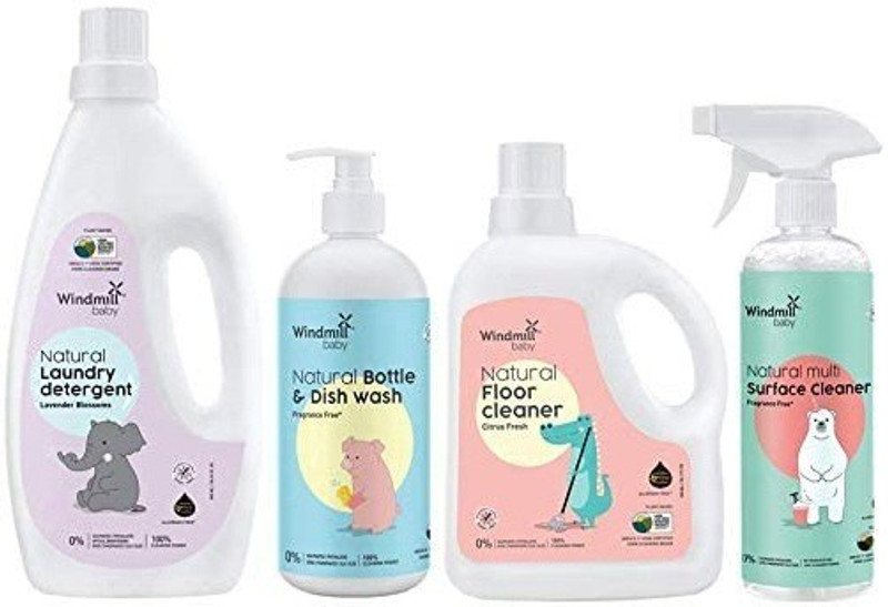 Windmill baby Combo Bottle Wash + Toy Cleaner + Floor Cleaner + Lavender Laundry Detergent(450 ml, 450 ml, 950 ml, 900 ml)