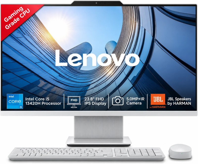 Lenovo IdeaCentre AIO Core i5 (16 GB DDR5/512 GB SSD/Windows 11 Home/24 Inch Screen/IdeaCentre AIO 24IRH9) with MS Office(Cloud Grey, 43.1 cm x 54 cm x 19.2 cm, 6 kg)