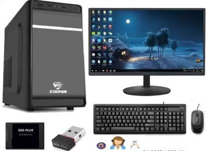 TECH- Assemblers Home & Office Core i3 (8 GB DDR3/500 GB/128 GB SSD/Windows 10 Pro/19 Inch Screen/MA-10 Best Besktop For Office & Online Work and Home Education_2) with MS Office(Black)