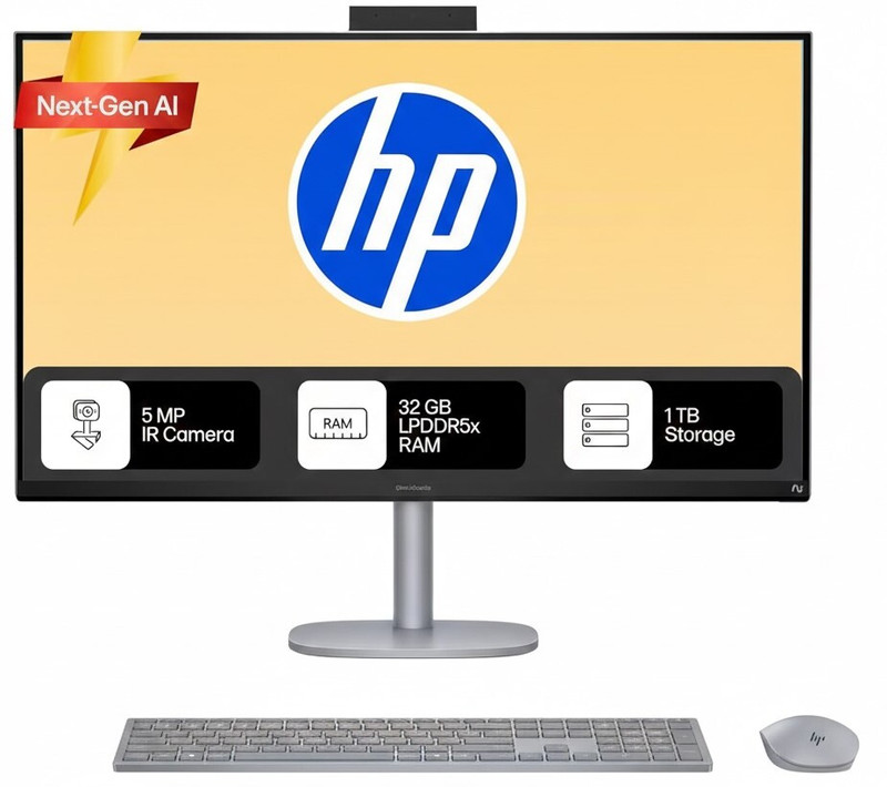HP OmniStudio X Core ultra 7 (32 GB LPDDR5X/1 TB SSD/Windows 11 Home/31.5 Inch Screen/All-in-One 32-c1574) with MS Office(Silver)