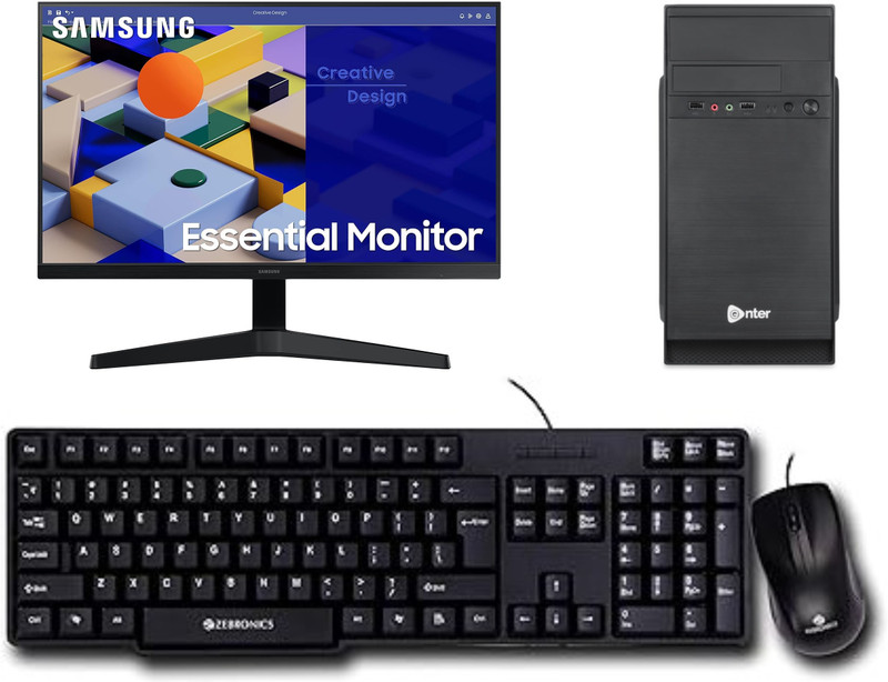 rionix Core i7-2600 Core i7 (16 GB DDR4/1 TB/128 GB SSD/Windows 11 Home/19 Inch Screen/Samsung Monitor_FusionIT PC_Keyboard and Mouse) with MS Office(Black, 50 cm x 55 cm x 45 cm, 8 kg)