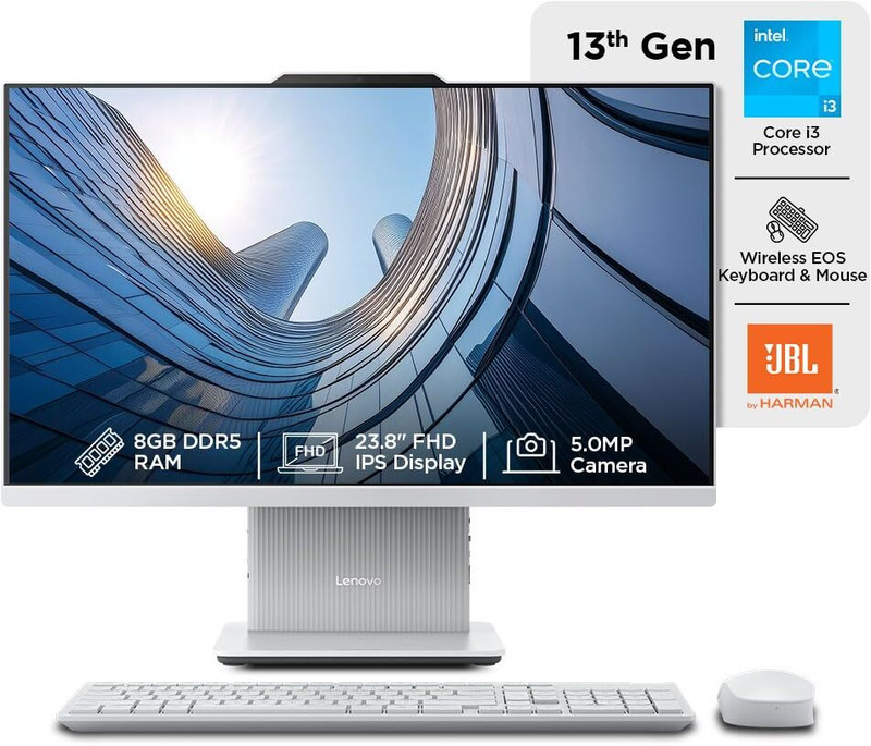 Lenovo IdeaCentre AIO 24IRH9 Core i3 (8 GB DDR5/Windows 11 Home/23.8 Inch Screen/F0HN00FWIN)(Cloud Grey)