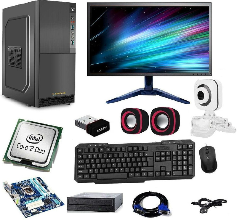 TECH- Assemblers Assembled Desktop Computer Core 2 Duo (4 GB DDR2/1 TB/Windows 7 Ultimate/17 Inch Screen/Assembled Desktop Intel Core 2 Duo 3.0GHZ, G31 Motherboard, 17" LED Monitor) with MS Office(Black)