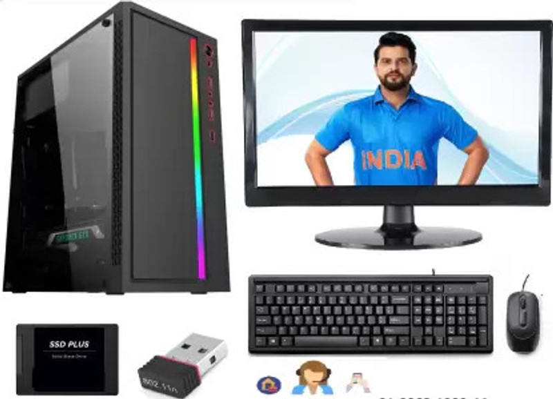 TECH- Assemblers Seltos Daily Use Premium Desktop_0 Core i3 (8 GB DDR3/256 GB SSD/Windows 10 Pro/18.5 Inch Screen/Core™ i3-3270 Processor_01) with MS Office(Black)