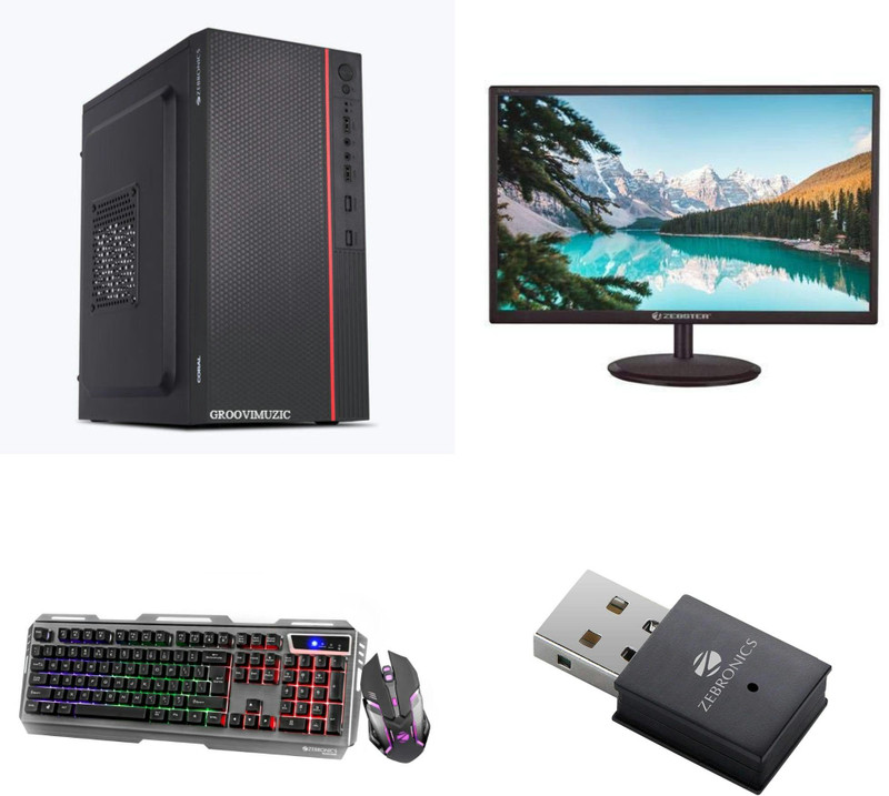 Groovimuzic Computer Core i3 (8 GB DDR3/Windows 10 Home/19.5 Inch Screen/512gb ssd/MSoffice/gaming keyboard and mouse/300mbps wifi adapter)(Black)