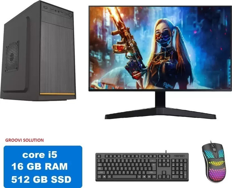 Groovimuzic INTEL Core i5 (16 GB Unified/512 GB SSD/Windows 10 Home/18.5 Inch Screen/DESKTOP PC)(Black)