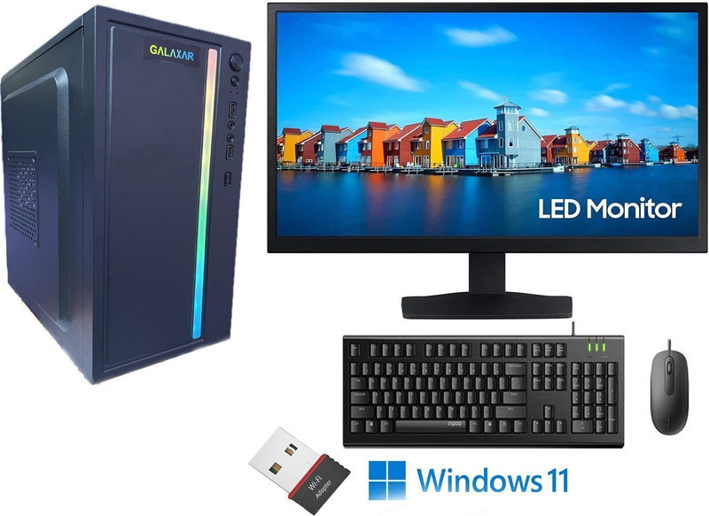 GALAXAR INTEL Core i5 (8 GB DDR3/500 GB/128 GB SSD/Windows 11 Home/1 GB/19 Inch Screen/GLX-I52400-8GBRAM-128GBM.2SSD-500GBHDD-WIFI) with MS Office(Black, 41 cm x 36 cm x 36 cm, 7 kg)