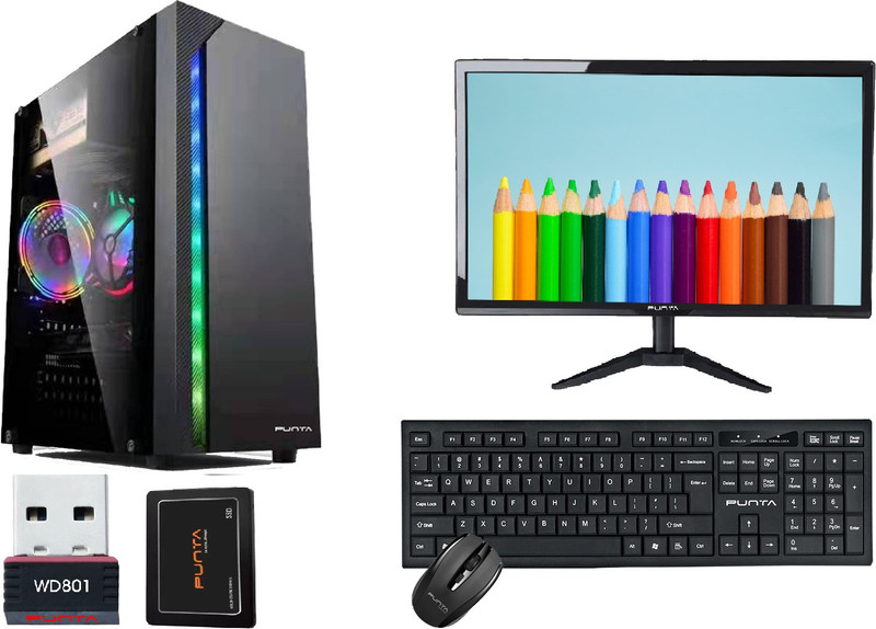 Punta Gameing Core i5 (8 GB DDR3/500 GB/128 GB SSD/Windows 10 Pro/2 GB GT-610 2GB/18.5 Inch Screen/Intel® Core™ i5-3470 Processor with Seltos) with MS Office(Black)