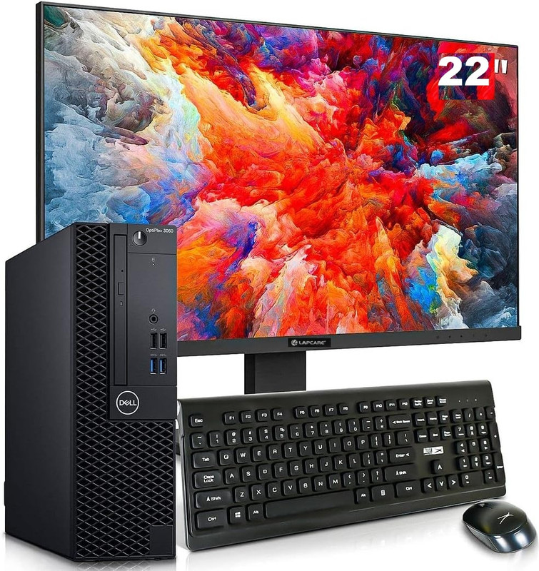 DELL NextGen Generation Desktop Full Set, Turbo speed 2100 RPMS 256GB SSD M.2 Core i5 (7th Gen) (8 GB DDR4/256 GB SSD/Windows 11 Home/0/21.5 Inch Screen/DellCPU,Matrix Monitor DellKBD, Mouse) with MS Office(Black, 30 cm x 35 cm x 25 cm, 20 kg)