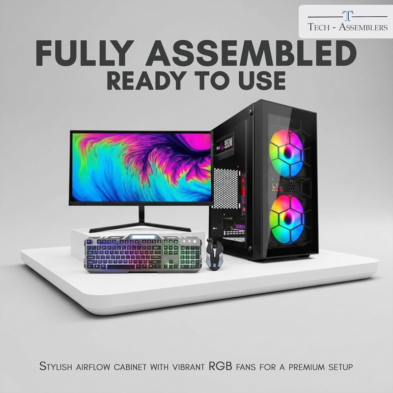 TECH- Assemblers Assembled Desktop Core i5 (8 GB DDR3/500 GB/Windows 11 Home/19 Inch Screen/Tech Core i5 2400 8GB/128SSD+500HDD Win11 MSO) with MS Office(Black)